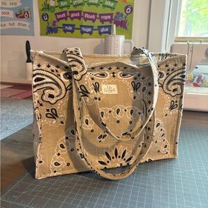 Beige Bandana Tote Bag